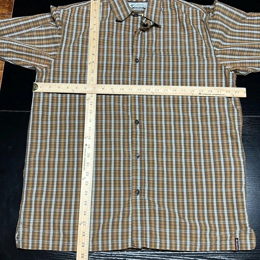 Vintage Columbia‎ Men's Causal Button Up Shirt Plaid BROWN